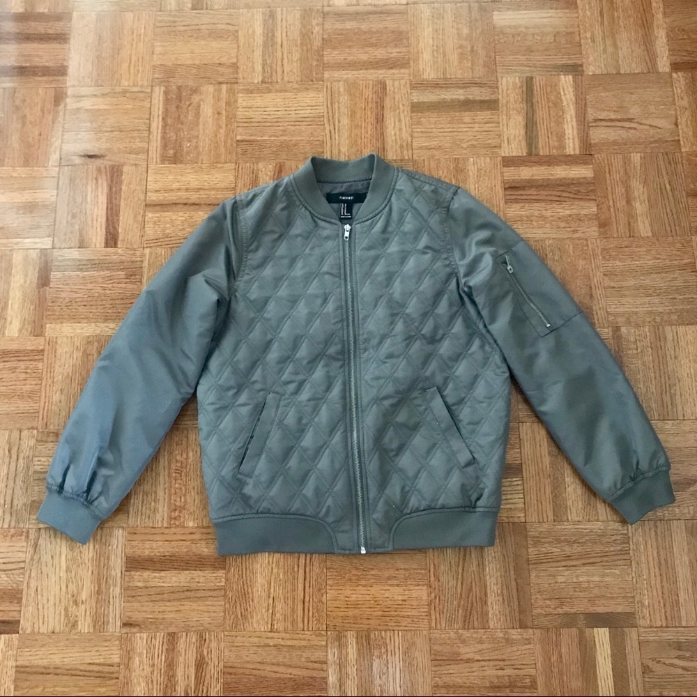 Forever 21 Gray Green Bomber Jacket